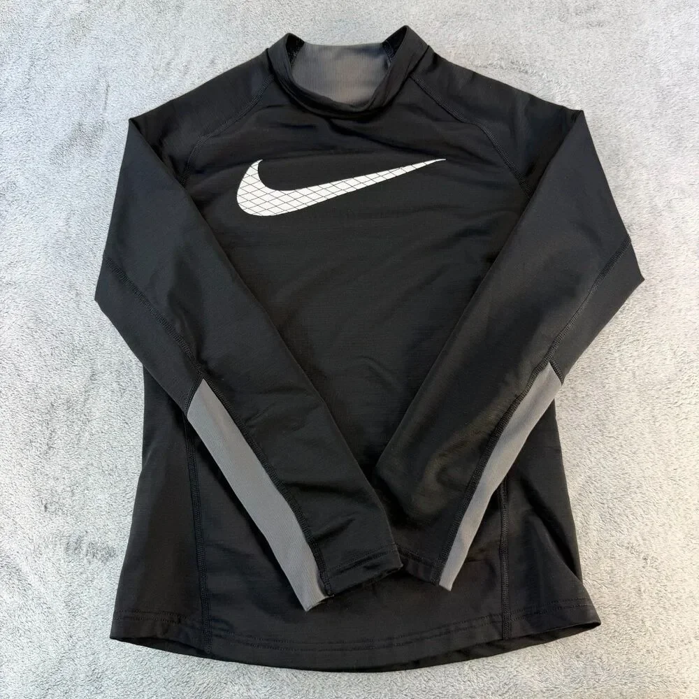 Nike Pro Dri-FIT Youth Large Black Long Sleeve Compression Shirt Swoosh Boys